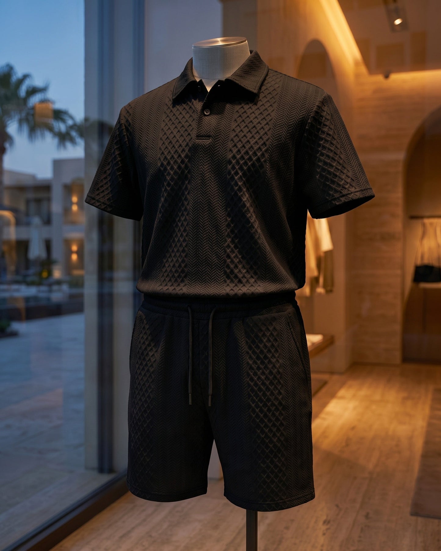 Marcello Textured Polo and Shorts Set